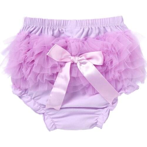 Baby Panties Infant Girls Ruffled Mesh Tiered Short Briefs Summer Cotton Newborn Bowknot Bloomers Toddler Diaper Cover Underwear