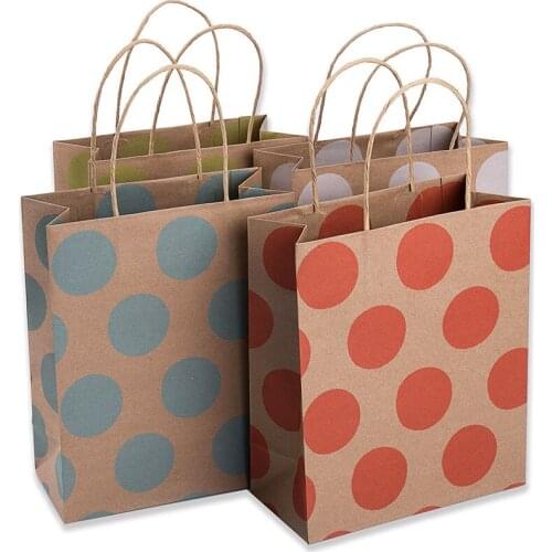 Ferimo 15pcs Color dot minimalist handheld environmental bags fashion creative leather paper bags