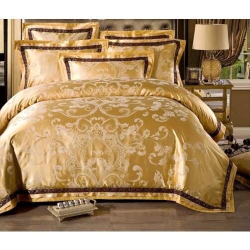 Luxury Satin Jacquard bedding sets Embroidery bed set double queen king duvet cover bed sheet set pillowcase 4pcs 6pc white blue