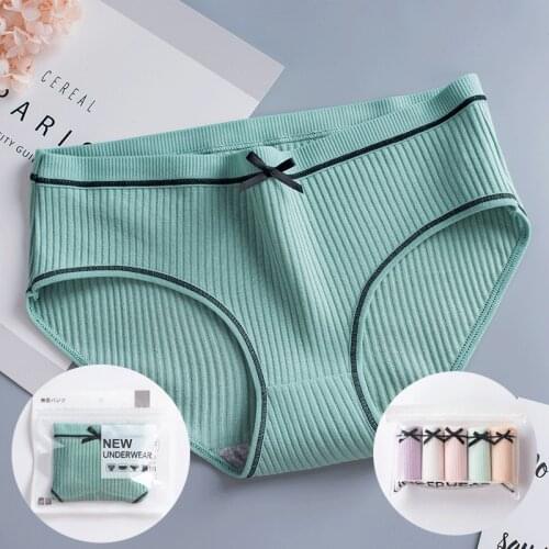 ELIJOIN Womens Panties Low Waist Cotton Girls Underwear Solid Color Sexy Girls Underwear Panties Set