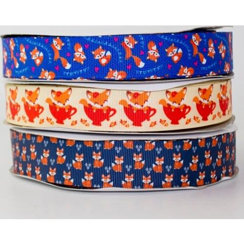 1-1/2" cartoon fox printed grosgrain ribbon 38mm 10 yards DIY wedding home decoration Sewing accessories ribbons