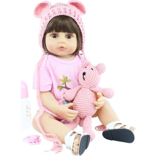 55cm Full Silicone Reborn Baby Doll For Girl Lifelike Newborn Toddler Short Hair Bebe Boneca Kid Birthday Gift Popular Bath Toy