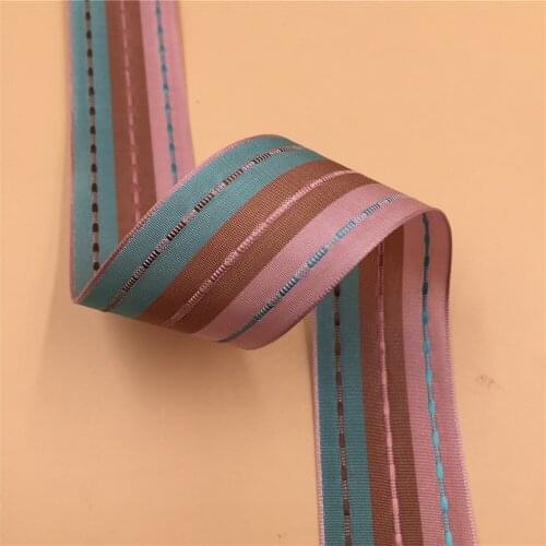 N1111 38mm X 25yards Wired Colourful Stripes Taffeta Ribbon W/ Stitch Lines.gift Bow,wedding,cake Wrap,tree Decoration,wreath