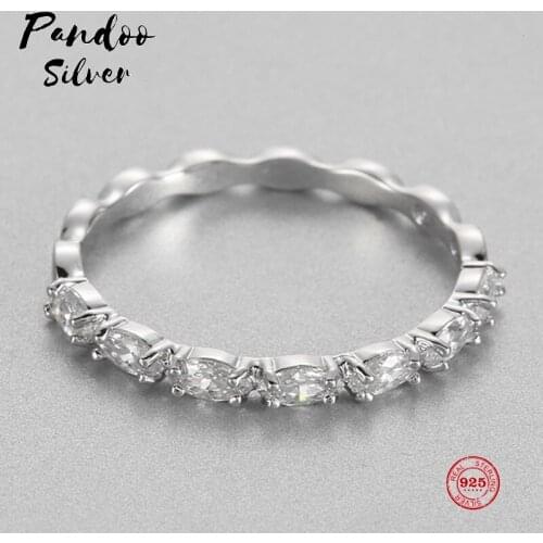PANDOO Fashion Charm Pure 925 Silver Original 1:1 Copy, Classic Shiny Rose Gold Ring Ring Female Luxury Jewelry Gifts