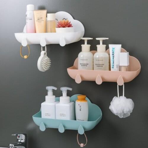 Cloud Shaped Kitchen Bathroom Wall Mount Shelf Storage Rack Holder Organizer Bathroom Shelf Soap Towel Storage Rack Punch-free