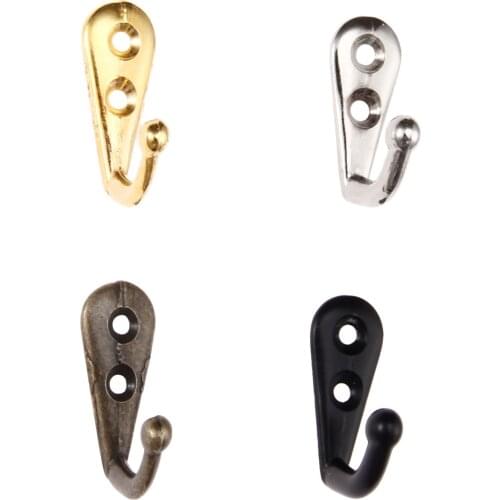 5pcs Hooks Wall Mounted Hanger w/screws Black/Gold/Silver/Antique bronze Coat/Key/Bag/Towel/Hat Holder Decor Bathroom Kitchen
