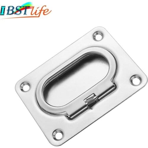 Satinless steel 304 ANTI-RATTLE spring Flush Lift Ring Deck Pull Handle Locker Cabinet boat hardware