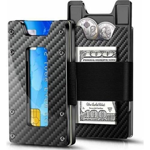 2020 New Minimalist Carbon Fiber Metal Slim Wallet for Men and Women Slim Front Pocket Wallets Credit Card Holders RFID Blocking