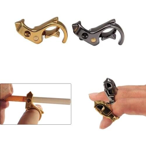 Outdoor EDC Multifunctional Alloy Cigarettes Holder Anti-Smoking Self-Defense Metal Finger Tool Window Broken Ring