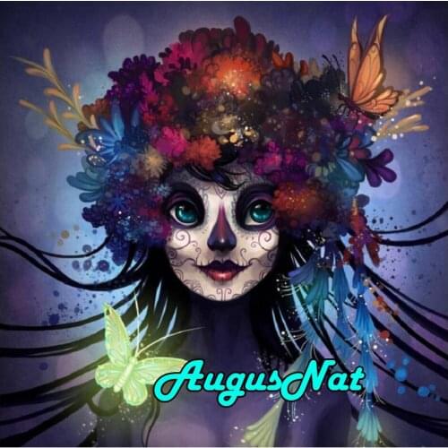 Full square diamond painting skull daimond embroidery butterfly beauty diamand mosaic diamant painting skeleton canvas paint kit