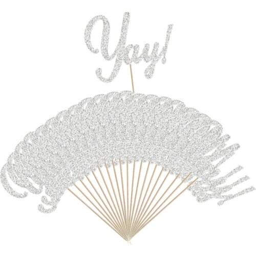 Yay Letters Cakes Toppers Grad Party Decor Grad Centerpiece Sticks Silver