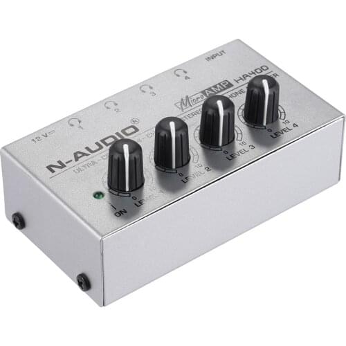 HA400 Ultra-compact 4 Channels Mini Audio Stereo Headphone Amplifier with Power Adapter