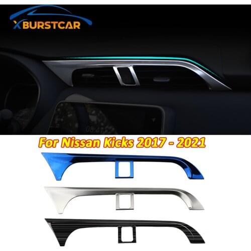 Xburstcar Auto Accessories for Nissan Kicks 2017 - 2021 Stainless Steel LHD Middle Center Ac Conditioning Outlet Vent Cover Trim
