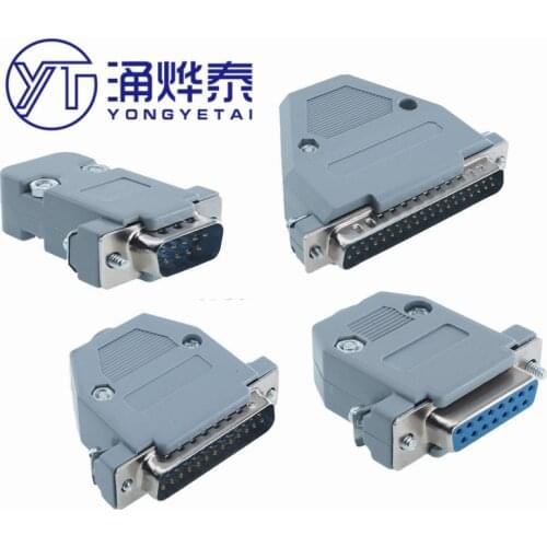 YYT 2Set Serial plastic shell DB9 DB15 DB25 DB26 DB37 double row welding wire socket pin shield 232
