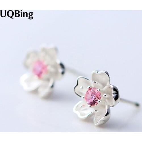2017 New Arrivals Free Shipping Fashion 925 Sterling Silver Stud Earrings Crystal Flower Stud Earrings For Women Jewelry