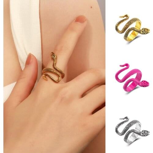 Retro Snake Ring Fashion Animal Ladies Ring Exaggerated Punk Personality Opening Adjustable Index Finger Ring Party Jewelry