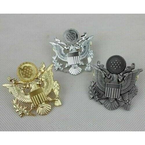 Three WW2 US Army Officer Cap Eagle Badge Lapel Pin Insignia Brooch Military armyshop2008