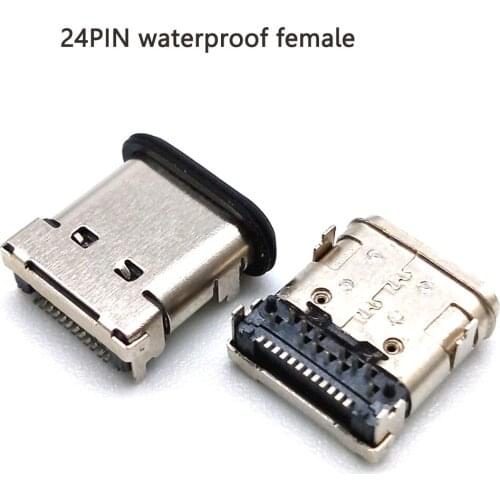 1-3pc Type-c Micro 24 pin USB 3.1 Shen Plate Waterproof DIP SMT Connectors Female Port Jack Tail Plug Socket Electric Terminals