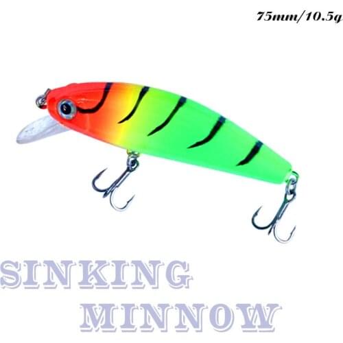 1PCS 7.5cm 10.5g Minnow Fishing Lures Sinking Wobblers Crankbaits Jerkbaits Artificial Hard Baits Hooks For Carp Fishing
