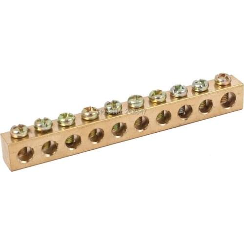 10 Holes Distribution Cabinet Wire Screw Terminal Ground Copper Neutral Bar