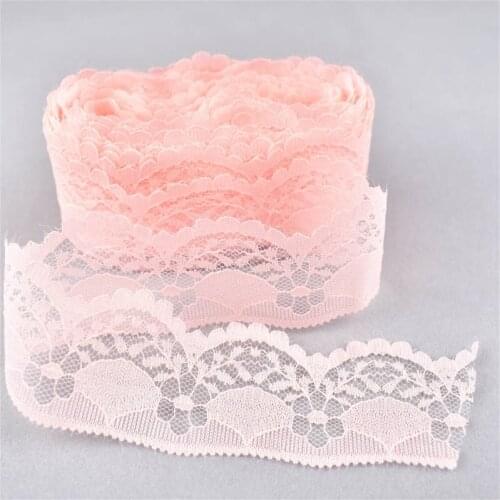 10YardsShell Pink african lace fabric Tape 40MM Lace Trim Embroidered Net Lace Ribbon Wedding/Birthday/Christmas/Bow Decoration