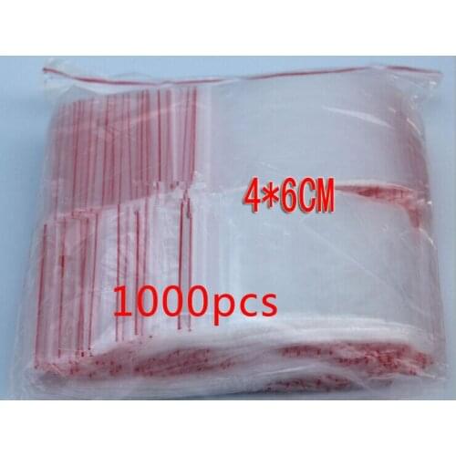 1000pcs 4x6cm pe transparent travel gift packaging bags plastic bag for necklace/jewelry diy custom ziplock clear self seal bags