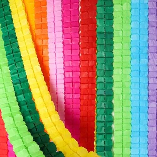 3Meters Tissue Paper Flower Garland Banner Wedding Baby Shower Birthday Party Decorative Home Wall Decor Supplies Rainbow Color