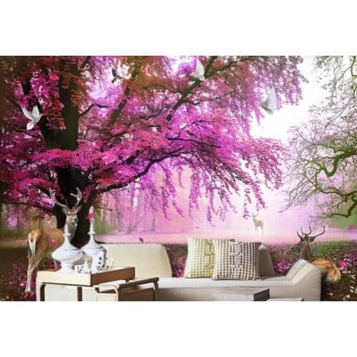 Customize wallpaper roll 3d Cherry blossom tree photo wallpaper wall mural TV backdrop