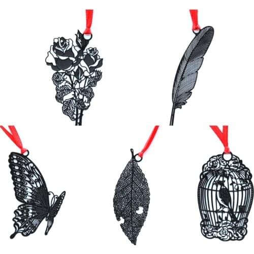 5 Pcs Retro Bookmark Sets Leaf-like Hollow Out Mertal Bookmark for students Women Teacher Book Lover Exquisite Gifts