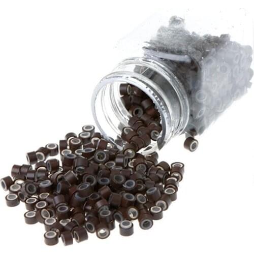 500Pcs Micro Ring Hair Extensions Tools Silicone Aluminum Micro Link Beads Rings for Feather Hair Extensions Cosmetic