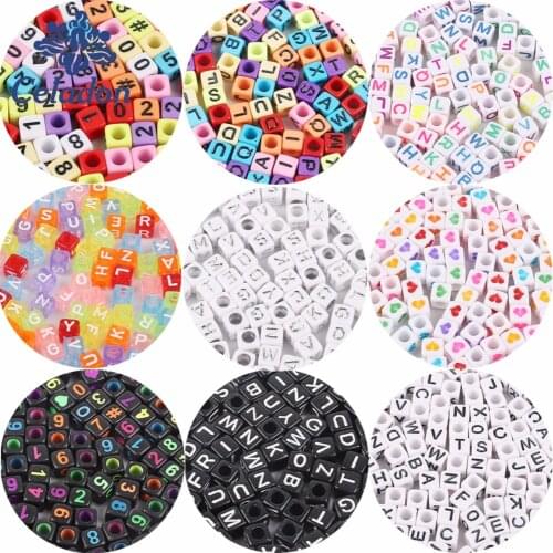 6mm Loose Spacer Bead Mixed Square Alphabet Letter Number Acrylic Beads For DIY Bracelet Jewelry Making Accessories 200pcs