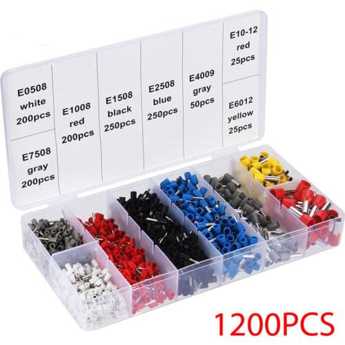 800/1200/1800Pcs Insulated Cord Pin End Terminal Bootlace Ferrules Kit Wire Copper Terminal Sets