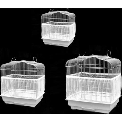 Bird Cage Accessory Machine Washable Airy Mesh Net Fabric Cover Seed Catcher Guard (White)