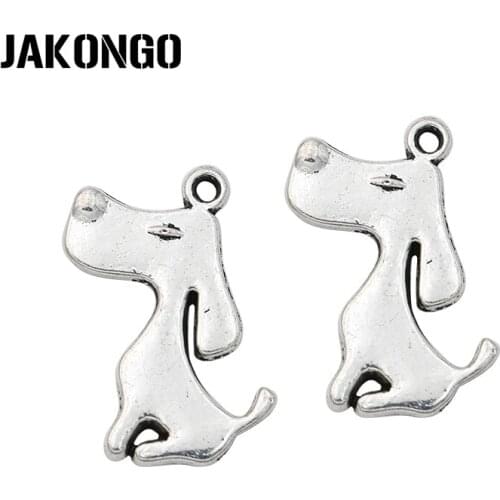 Antique Silver Plated Dogs Charms Pendant for Necklace Bracelets Jewelry Making DIY Handmade Craft 21x13mm