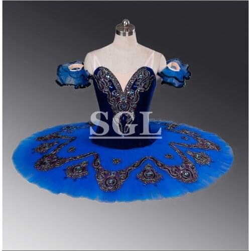 Free Shipping Blue Tutu Child Professional Adult Ballet Tutus Stage Dance Wear For Performance Or Competition AT1052B