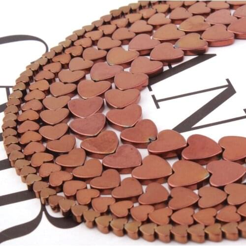 Natural Hematite Beads Heart Brown Smooth 4/6/8/10mm Loose Stone Beads For DIY Necklace Bracelets Jewelry Making Strand 15"