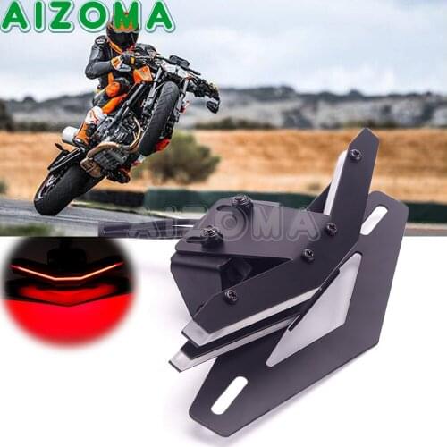 Black Motorcycle Rear Tail Tidy LED License Plate Holder Fender Eliminator kit For 790 2017-2020 2019 2018 w/ Turn Signal Light