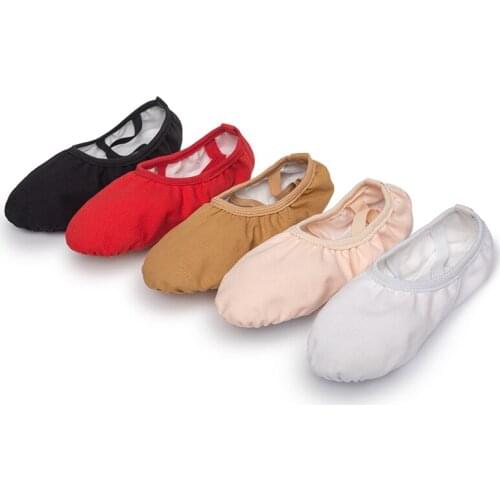 USHINE professional quality Children dance slippers canvas soft Sole belly yoga gym ballet shoes girls woman man ballerina