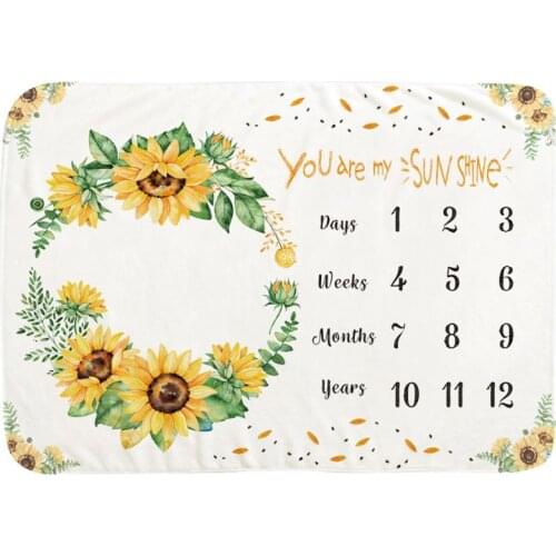 Newborns Photography Blanket Baby Monthly Milestone Blanket Sunflower Photo Drops for Infants Boys Girls Gifts