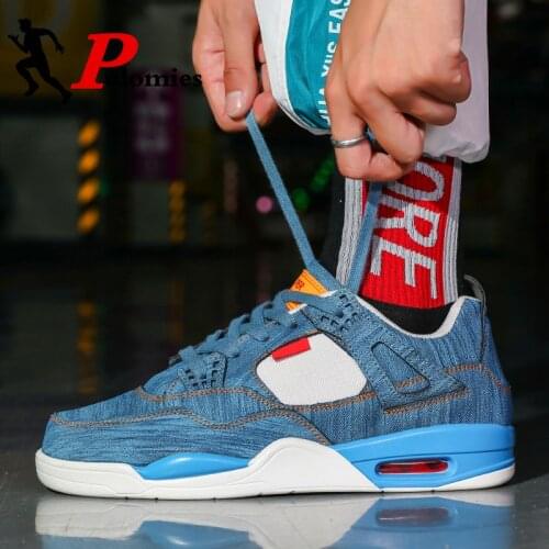 PULOMIES Denim Men Casual Shoes Couple Shoes Baskteball Sneakers Men Sport Shoes Walking Shoes Bubble Cushion Platform Sneakers