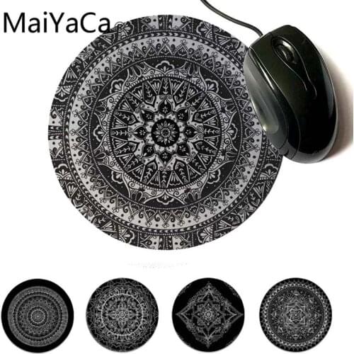 MaiYaCa Your Own Mats Mandala Doodle in Black White Modern Mouse Pads Computer Game Rubber Round Mouse Pad