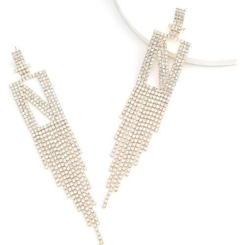 Fashion New womens Tassel Zircon Rhinestone Letter N Hanging Claw Chain Earrings Tassel Long Temperament Popular Earrings