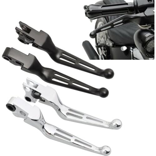 Motorcycle Black Chrome Brake Lever Set Slotted Brake Clutch Levers For Harley 96-17 With Cable Operated Clutch Models