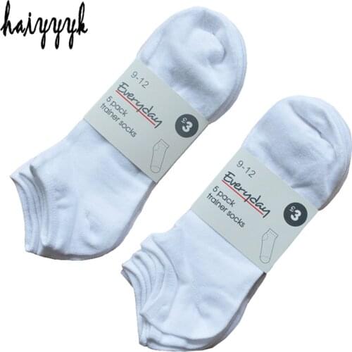 10Pcs=5Pair Mens Cotton Socks Invisible Ankle Socks Male Summer Breathable Socks Men Black White Bobbysocks Big Size EUR 41-46