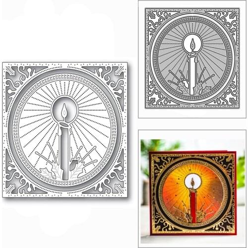 New Christmas Square Candle Circle 2020 Metal Cutting Dies for DIY Scrapbooking and Card Making Decor Embossing Craft No Stamps