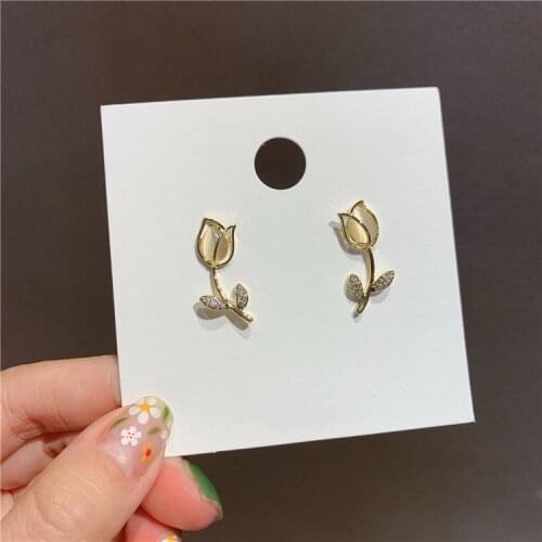 New arrival delicate flower crystal earrings fashion jewelry sexy summer vacation gift temperament Korean earrings for women