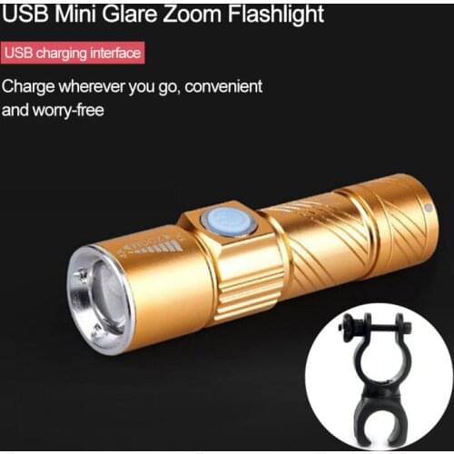 New USB LED Flashlight Rechargeable LED Torch Light Lanterna T6 High Power Battery Lantern Tactical Flashlight for Bicycle #ED