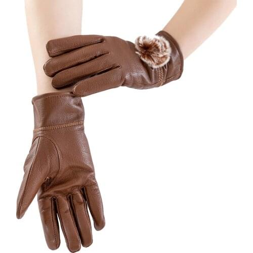 Maylofuer Real rabbit fur womens gloves,sheepskin womens winter gloves genuine leather gloves high grade gloves
