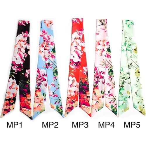Fashion Kerchief Butterfly Flower Print Scarf Foulard Women Hairband Bags Handbag Ribbons Scarves Neck Hand Wraps