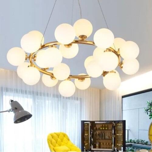 Simple Modern Living Room Multi-Head Ring Glass Ball Bubble Lamp Personalized & Creative Lighting Magic Bean Hanging Lighting